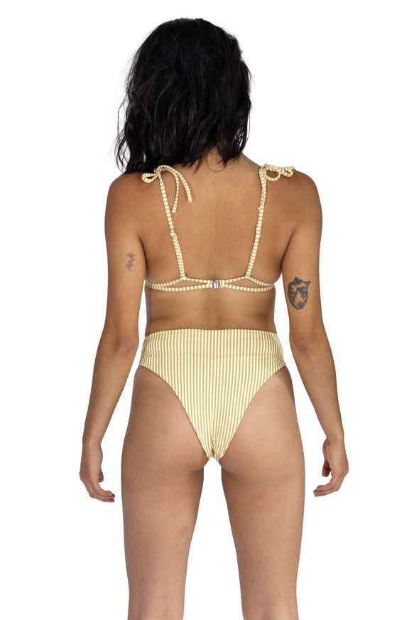 Canary Stripe Paula Tie-Up Bikini Bottom